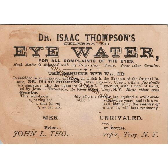 Vintage Dr. Isaac Thompson's Eye Water Advertising Trade Card PB23 - Picture 2 of 2